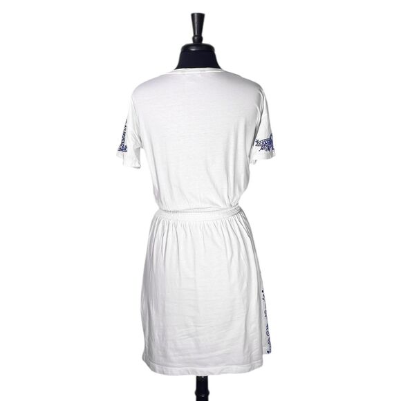 Ralph Lauren Women's Dress White Blue Embroidered Elastic Waist Beach Summer S - Picture 2 of 10